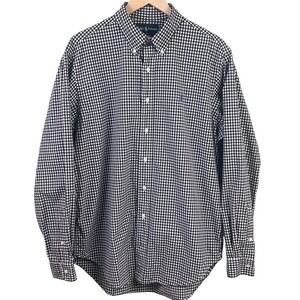 Ralph Lauren Classic Fit Black White Check Long Sleeve Shirt Purple Pony Large